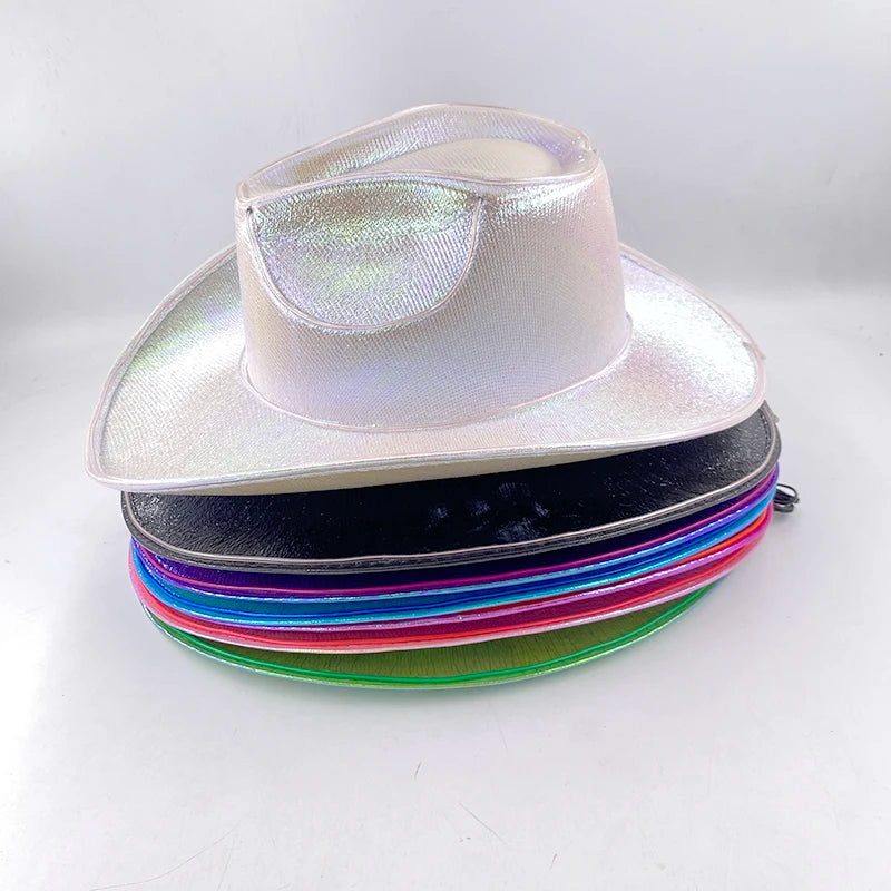 LED Glowing Cowgirl boy Hat Neon Luminous Bride Hat For Holiday Light Up Supplies Fluorescent Party Props Bachelorette Party Hat