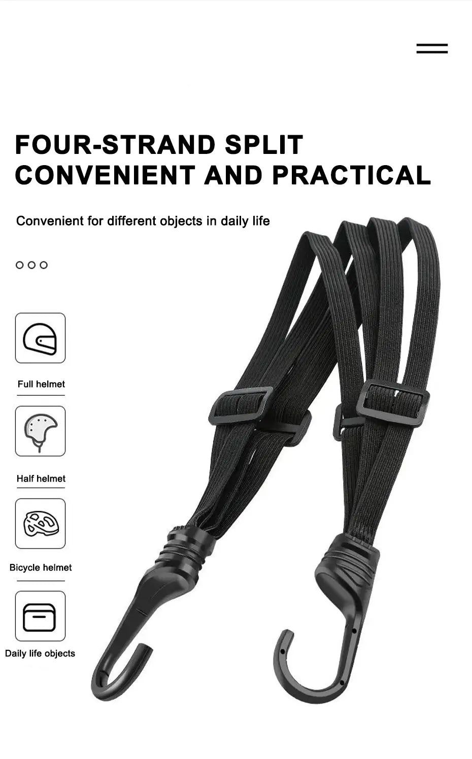 SEAMETAL Motorcycle Back Seat Helmet Strips Elastic Rope Motorcycle Helmet Fixed Strap Adjustment Fix Rope Goods Strap 60cm/90cm