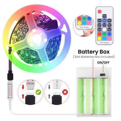 3AA Battery Power RGB Led Strip Light 5V 5050 with 3/17/24Key Remote Control Flexible Tape Waterproof Led Light TV Backlight