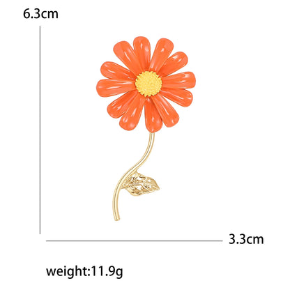 Enamel Sunflower Brooches for Women Unisex Pearl Flower Botanical Pins Banquet Party Backpack Gifts Jewelry Accessories