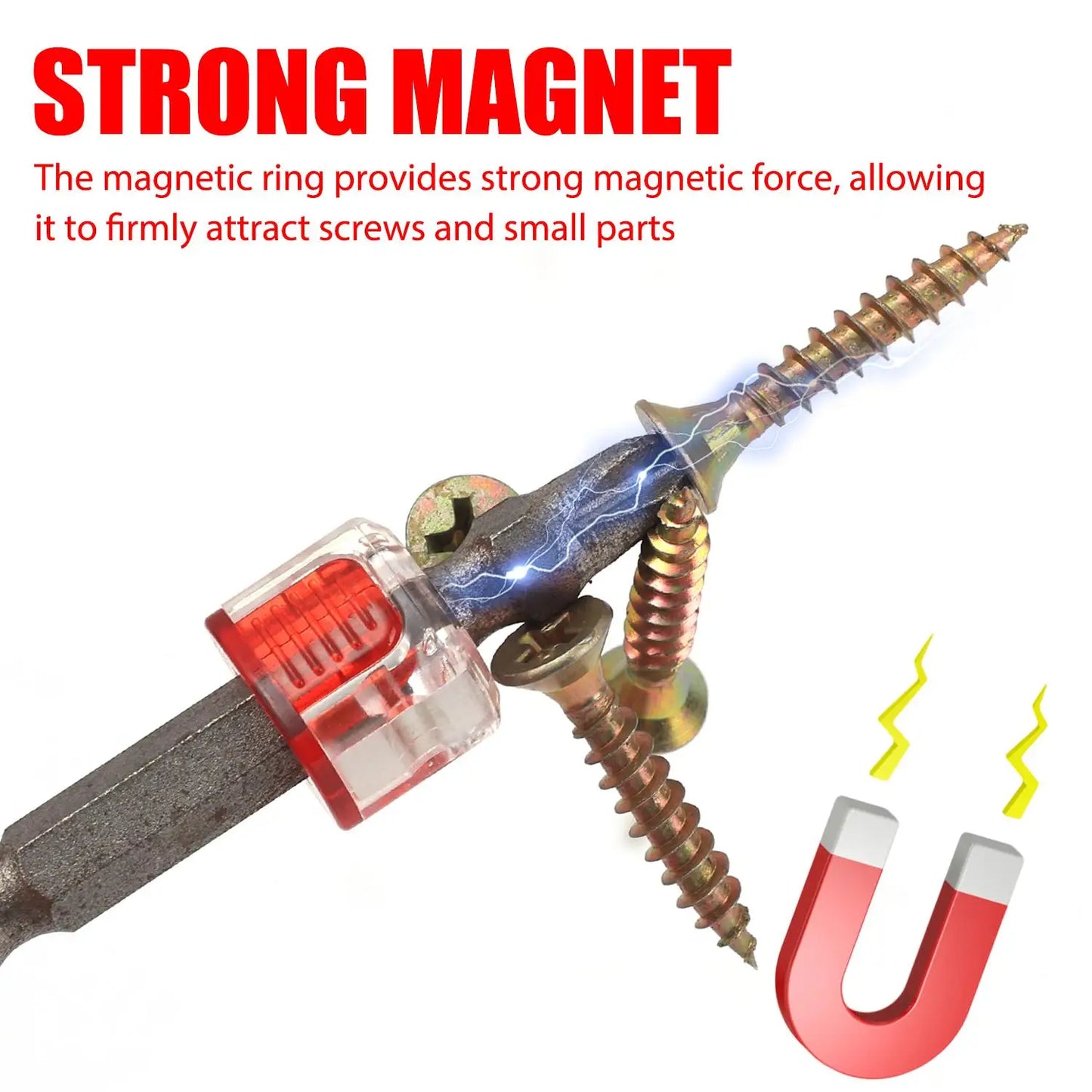 3pcs Screwdriver Bit Powerful Magnetizer Universal 1/4" Hex Drill Magnetic Ring Screw Holder Magnetic Coil Repair Hand Tools