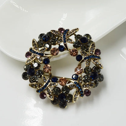 SKEDS High-end Women  Exquisite Crystal Flower Badges Pin Fashion Creative Luxury Rhinestone Shining Brooch Corsages