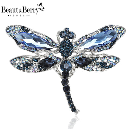 Beaut&Berry Crystal Dragonfly Brooches for Women Unisex insect Pins Multi-coloured Optional Casual Party Accessories Gifts