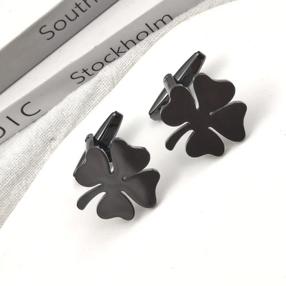 Stainless Steel Four-leaf Clover Cufflinks for Men Cuffs Buttons Lucky French Shirt Cuff Links New Men's Suit Accessories Gifts