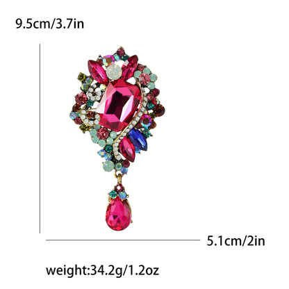 Crystal Glass Pendant Brooches for Women Unisex Rhinestone Flower Pins Banquet Party Backpack Gifts Jewelry Accessories