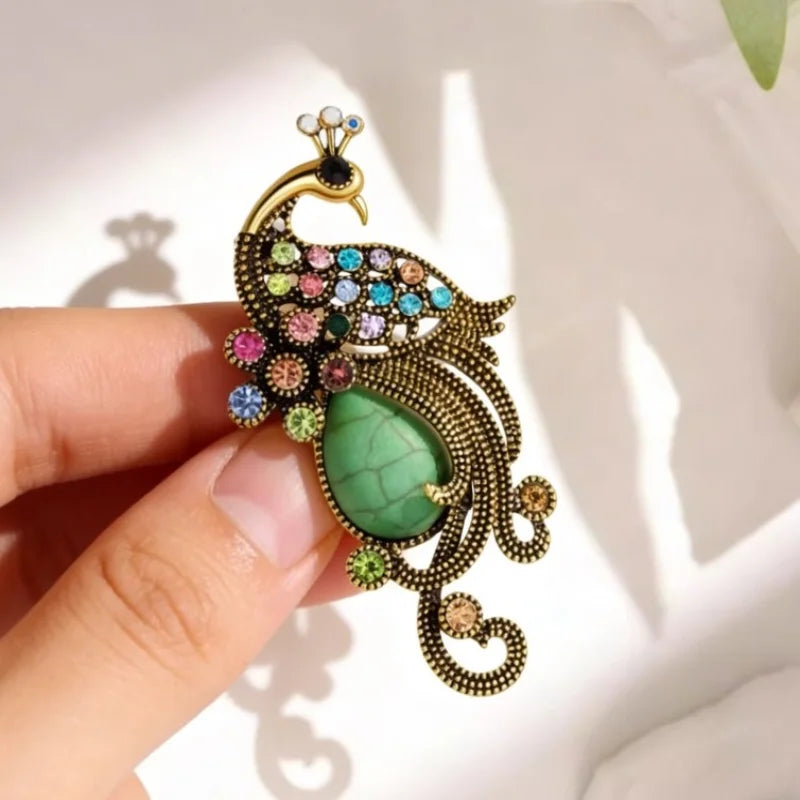 Rhinestone Peacock Brooch for Women Unisex Animal Pins Party Backpack Gifts Jewelry Accessories