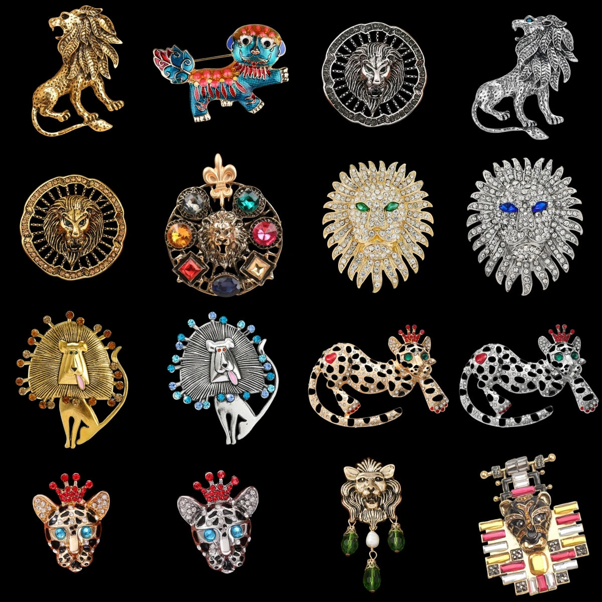Baroque-style Luxury Vintage Heavy-Duty Lion Animal Design Brooches for Men and Women, Jewelry and Fashion Accessories