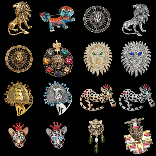Baroque-style Luxury Vintage Heavy-Duty Lion Animal Design Brooches for Men and Women, Jewelry and Fashion Accessories