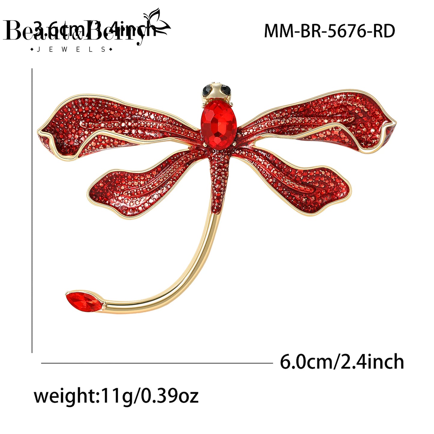 Beaut&Berry Luxury Enamel Dragonfly Brooches for Women Unisex Insect Pins Casual Party Jewelry Accessories Gifts Decoration