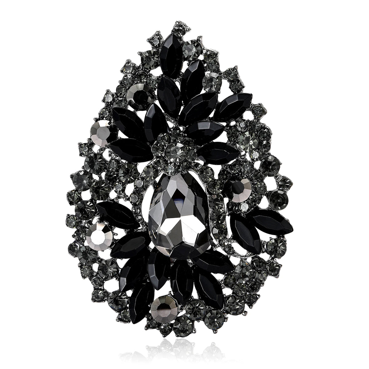 Beaut&Berry Luxury Crystal Flower Brooches for Women Unisex Water Drops Pins Friends Party Gifts Banquet Jewellery Accessories