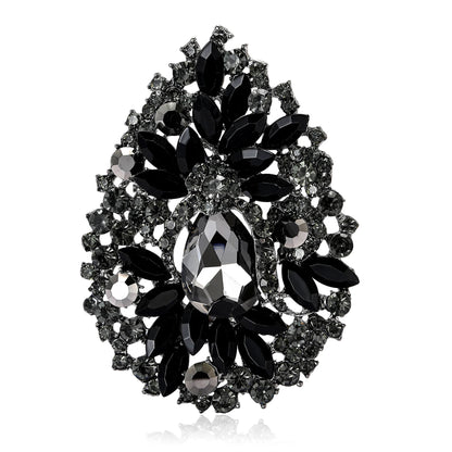 Beaut&Berry Luxury Crystal Flower Brooches for Women Unisex Water Drops Pins Friends Party Gifts Banquet Jewellery Accessories