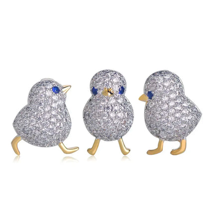 Amazing Price Little Blue Eyes Chick Shape Brooches Copper Zircon Brooch For Women Girls Collar Suit Pin Dress Sca