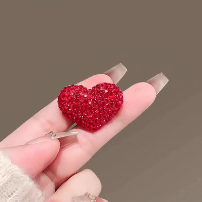 Bling Red Full of Rhinestone Heart Shape Brooch for Women Lovers Lapel Love Pins Christmas Love Pins Valentine Gifts
