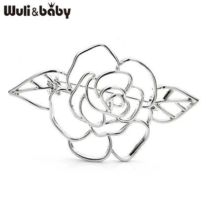Wuli&baby Lovely Rose-flower Brooches For Women Unisex 2-color Easy-match Plants Flowers Party Casual Brooch Pins Gifts