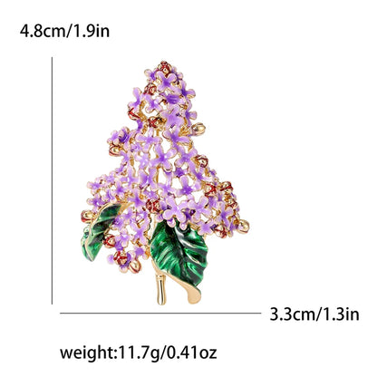 Enamel Hydrangea Brooches for Women Unisex Trendy Rhinestone Flower Pins Banquet Party Backpack Gifts Jewelry Accessories