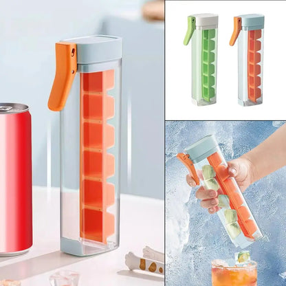Creative One-Handed Ice Cube Mold Household Ice Making Artifact with 6 Compartments Ice Storage Box for Refrigerator