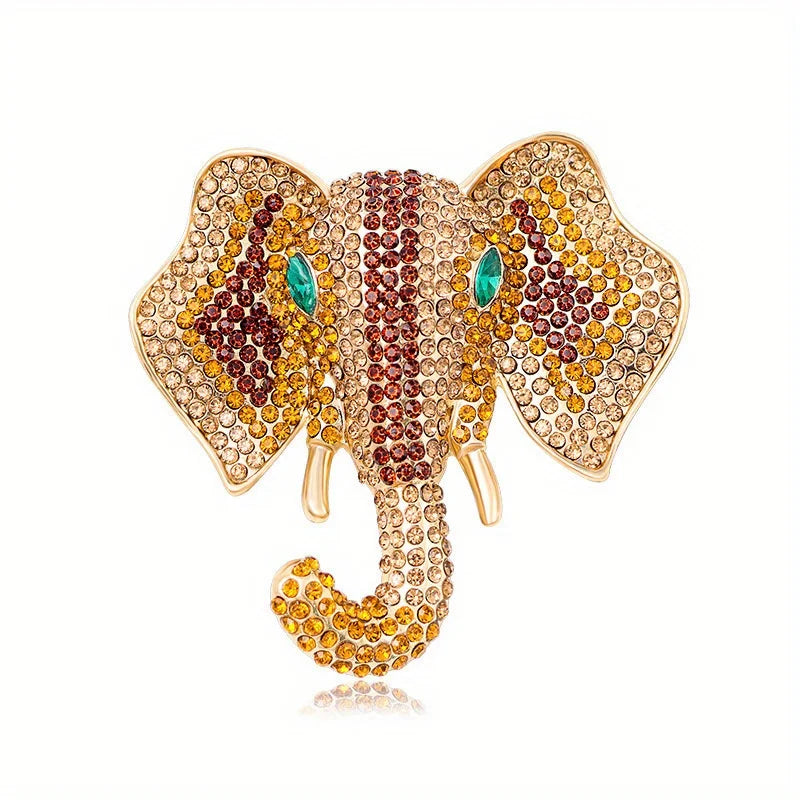 Vintage Women Men Fashion Palace Design Elephant Rhinestone Brooches Pins Retro Middle Unisex Suit Dress Badges Buckle Jewelry