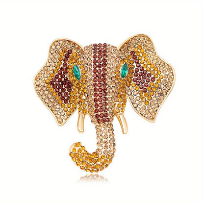 Vintage Women Men Fashion Palace Design Elephant Rhinestone Brooches Pins Retro Middle Unisex Suit Dress Badges Buckle Jewelry