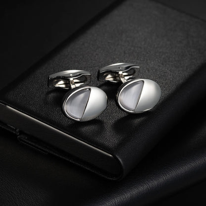 Round Cufflinks Mens For Business Shirt Wedding Party Men Cufflink Solid Cloth Rectangle Stripe Cuff links Accessories Wholesale