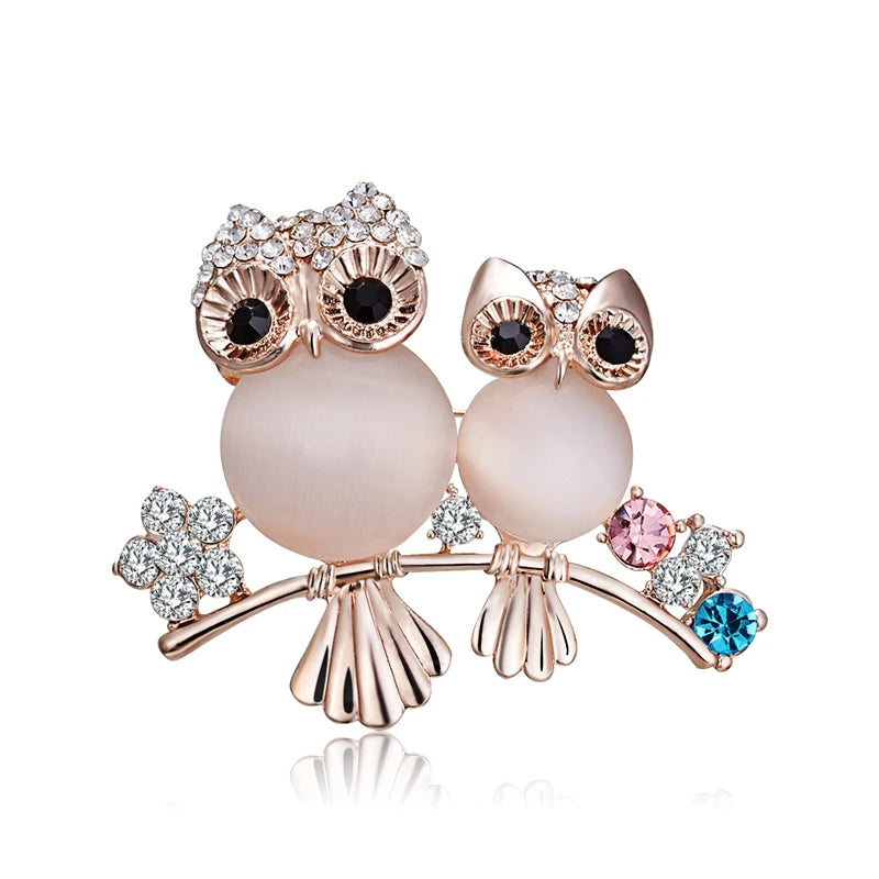 Lovely Owl Brooches Korean Trendy Rhinestone Brooch Badge Pin Bird Animal Party Casual Suit Decoration Badge Women Corsage Gifts