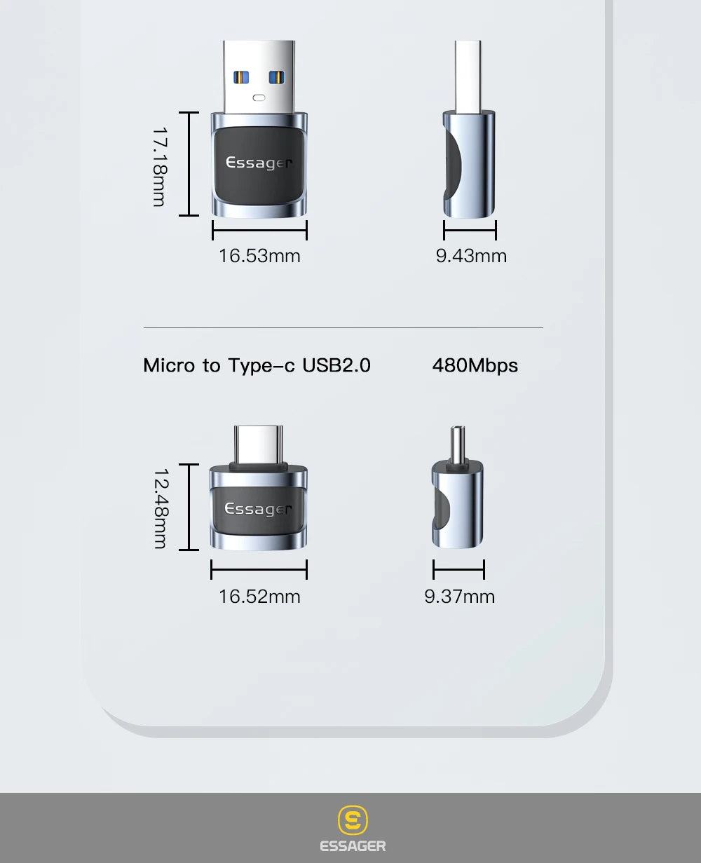 Essager OTG Type C To USB Micro USB To Type C Adapter OTG USB To Type C Adapter For Macbook Xiaomi HUAWEI Samsung OTG Connector