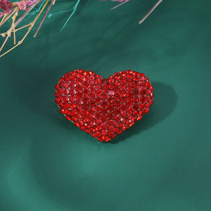 Shining Red Heart Brooches For Women Unisex Rhinestone Love Party Office Brooch Pins Gifts
