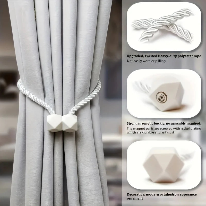 1pc Boho Style Magnetic Curtain Tiebacks - Easy Install, No Drilling Required, Stylish Curtains for Living Room
