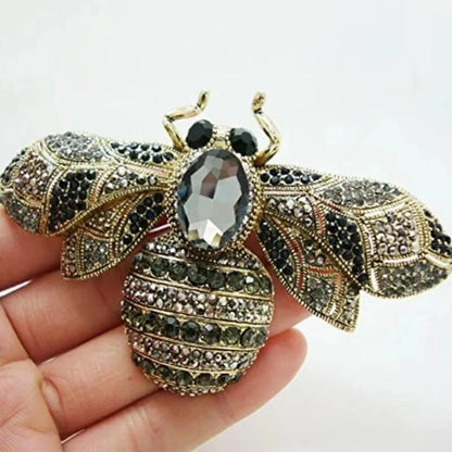 SKEDS Luxury Exaggerated Vintage Women Girls Crystal Bee Brooch Pin Fashion Elegant Lady Exquisite Insect Rhinestone Badges
