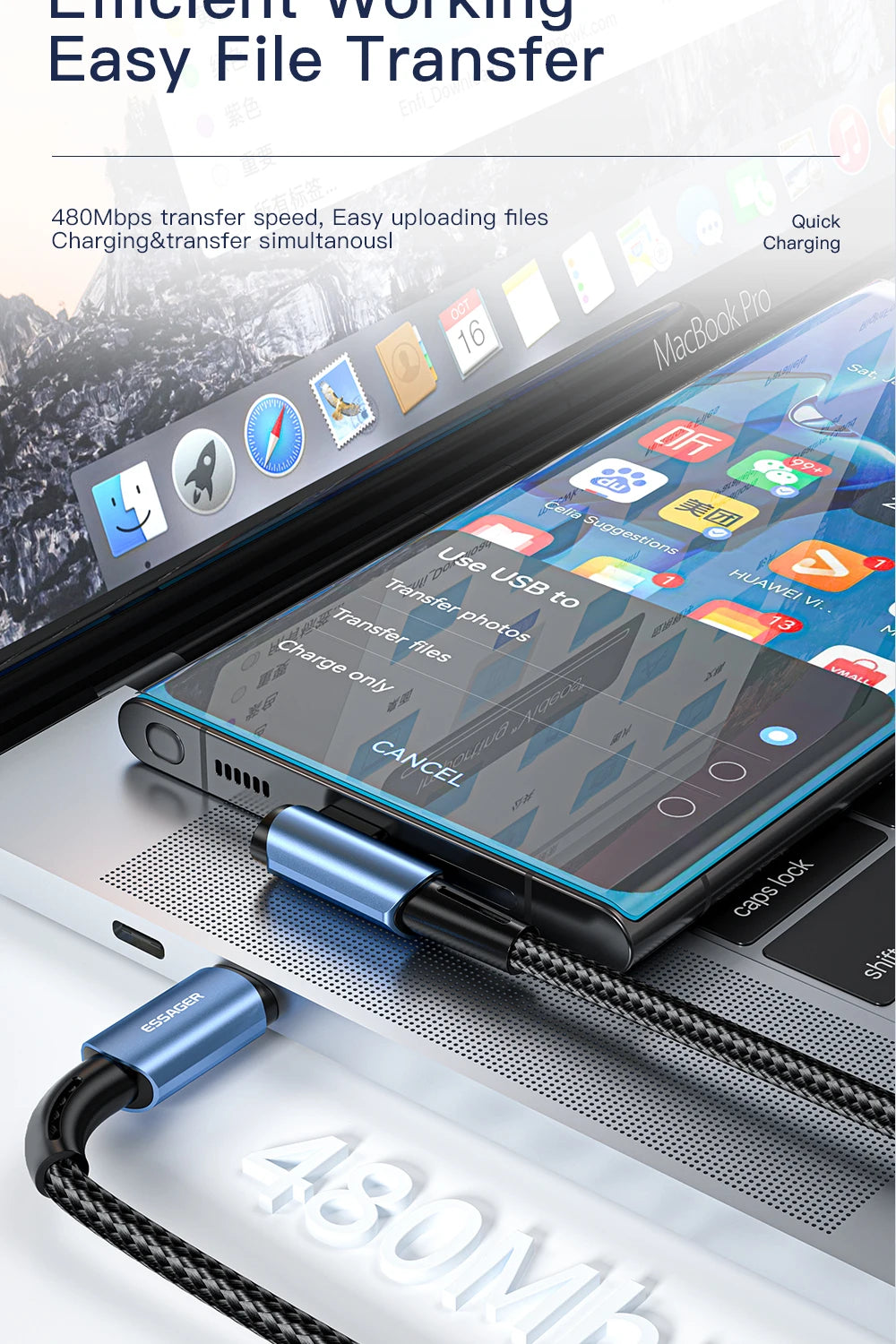 Essager 100W USB Type C To USB C Cable 90 Degree Angle For iPad MacBook Pro Xiaomi Samsung Huawei Fast Charging Type-C Date Wire