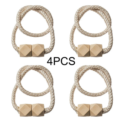 4pcs Curtain Tiebacks with Strong Magnet Thick Rope Design for Bedroom Living Room Kitchen Durable Plastic Home Decor Accessory