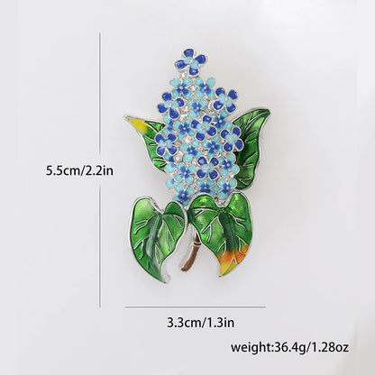 Enamel Hydrangea Brooches for Women Unisex Trendy Rhinestone Flower Pins Banquet Party Backpack Gifts Jewelry Accessories