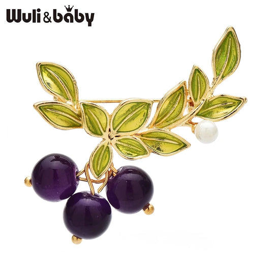 Wuli&baby Lovely Blueberry Brooches Pins For Women Unisex Enamel Fruits Flower Party Casual Brooch Pin Fashion Jewelry Gifts
