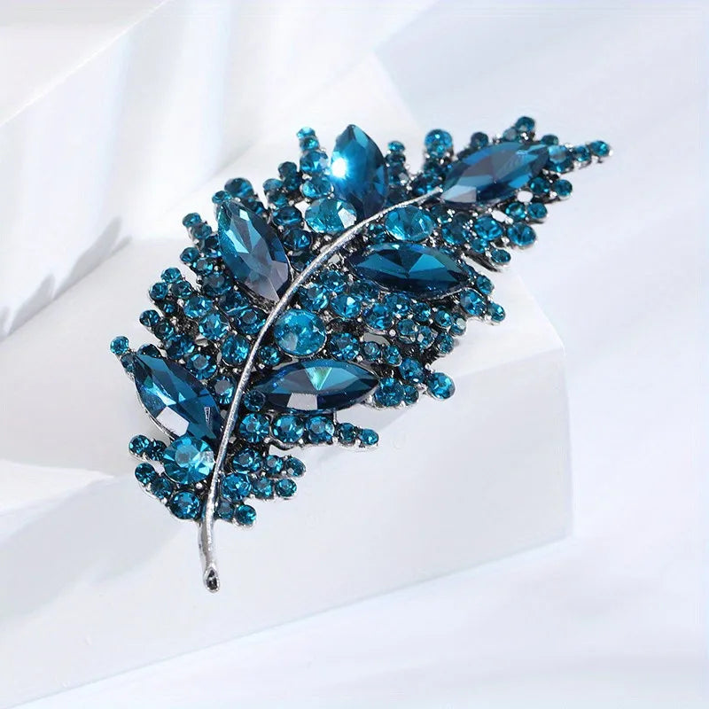Baroque Luxury Feather and Leaf Design Brooch for Men and Women, Jewelry Accessories, WeddingHolidayPartyCouple'sSurpriseGift
