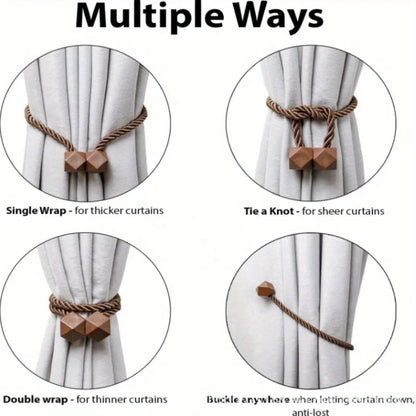 1pc Boho Style Magnetic Curtain Tiebacks - Easy Install, No Drilling Required, Stylish Curtains for Living Room