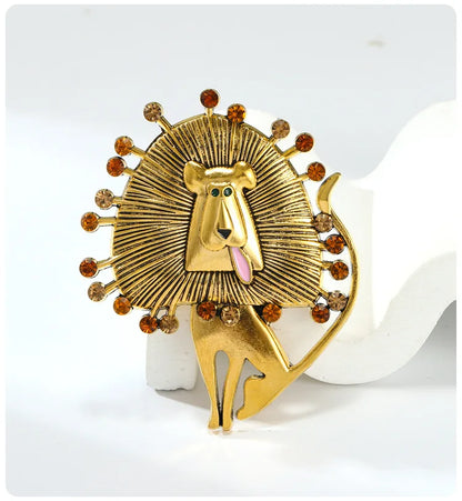 Baroque-style Luxury Vintage Heavy-Duty Lion Animal Design Brooches for Men and Women, Jewelry and Fashion Accessories