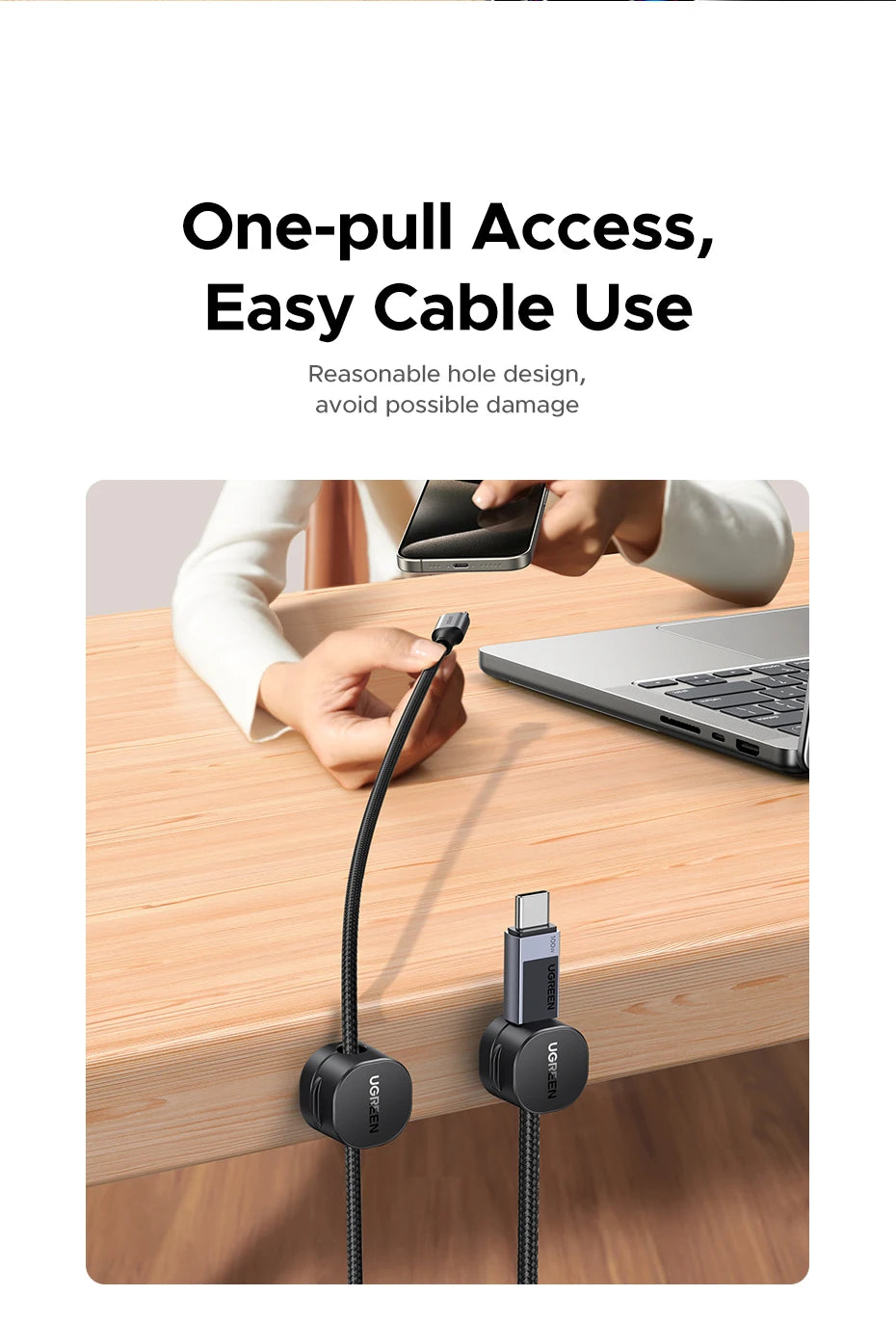 Ugreen Magnetic Cable Organizer Clips for Desk USB Charging Cord Management Holder Wire Ties for Earphone Cable Organizer