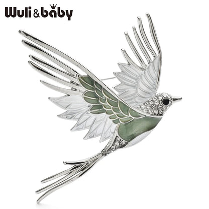 Wuli&baby Flying Bird Brooches For Women Unisex 2-color Enamel Lovely Animal Party Casual Brooch Pin Gifts