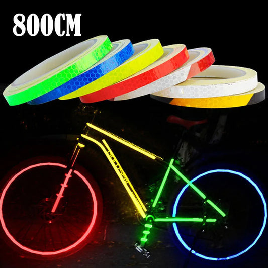 1pc 8m Bike Stickers Reflective Tape Fluorescent DIY Bike Bicycle Strips Cycling Tapes for Bicycle Helmet Motorcycle Scooter