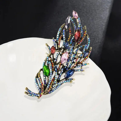 SKEDS Women Men Fashion Exquisite Crystal Feather Pearl Brooch Pin Elegant Classic Lady High-end Badges Accessories Gift
