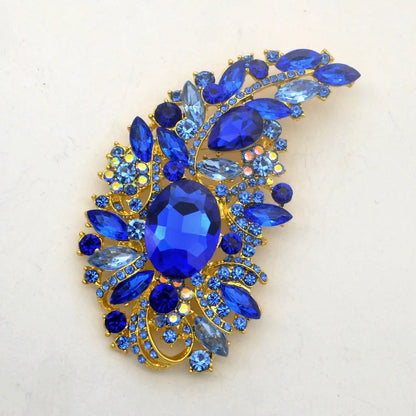 SKEDS Exaggerated Luxury Full Crystal Waterdrop Flower Brooch Pin For Women Men Shining Boutique Decoration Party Wedding Badges