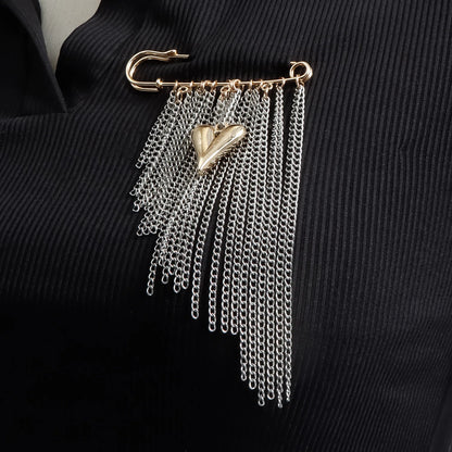 Accessory Personalized Suit Anti-Flash Bead Necklace Pin Hanging Ornament Ins Waterproof Crystal Tassel Chain Brooch