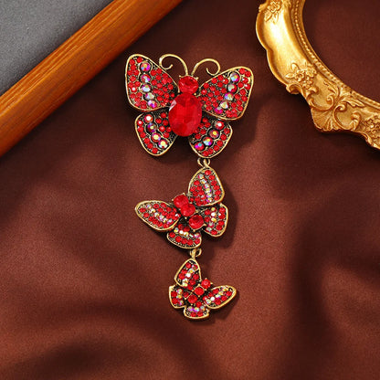 Women  Classic Vintage Luxury Crystal Butterfly Brooches Pins Exquistie Fashion Shiny Rhinestone Insect Series Accessories