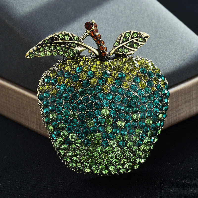 Baroque Luxury Apple Fruit Design Brooch for Men and Women, Jewelry Accessories, Wedding, Holiday, and Party Gift