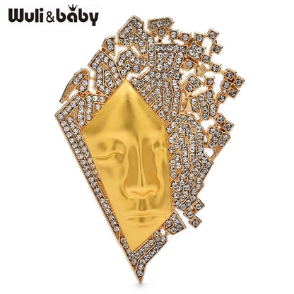Wuli&baby Sparkling Face Brooches Rhinestone Art Character Figure Party Office Brooch Pins Gifts
