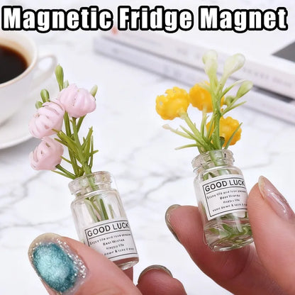 1/30Pcs Cute Mini Fridge Magnet Mini Small Vase frigerator Home 3D Vase Artificial Flower Magnet Kitchen Decoration Accessories