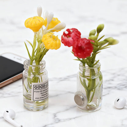 1/30Pcs Cute Mini Fridge Magnet Mini Small Vase frigerator Home 3D Vase Artificial Flower Magnet Kitchen Decoration Accessories