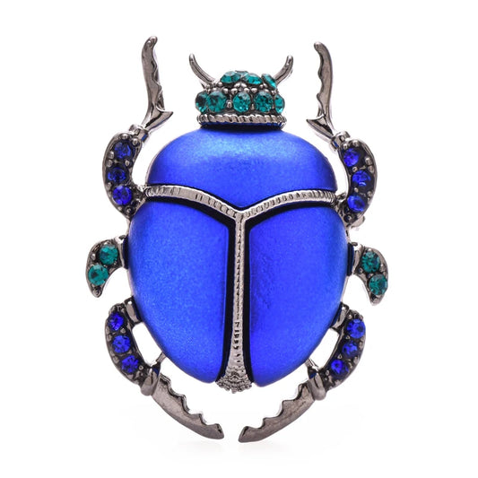 Wuli&baby Cute Blue Beetle Brooches Women Unisex Lovely Enamel Insects Party Casual Brooch Pins Gifts