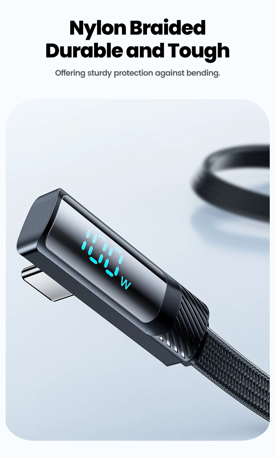 Toocki 90 Degree USB C Cable 6A Fast Charging Elbow Type C Cable for Huawei P40 Realme Samsung S20 Digital Display Data Cable