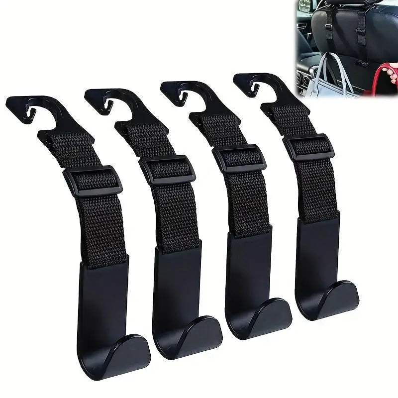 4Pcs Car Hook For Car Rear Seat Back Hooks Headrest Hanger Clip Universal Adjustable Holder Storage Car Interior Accessories