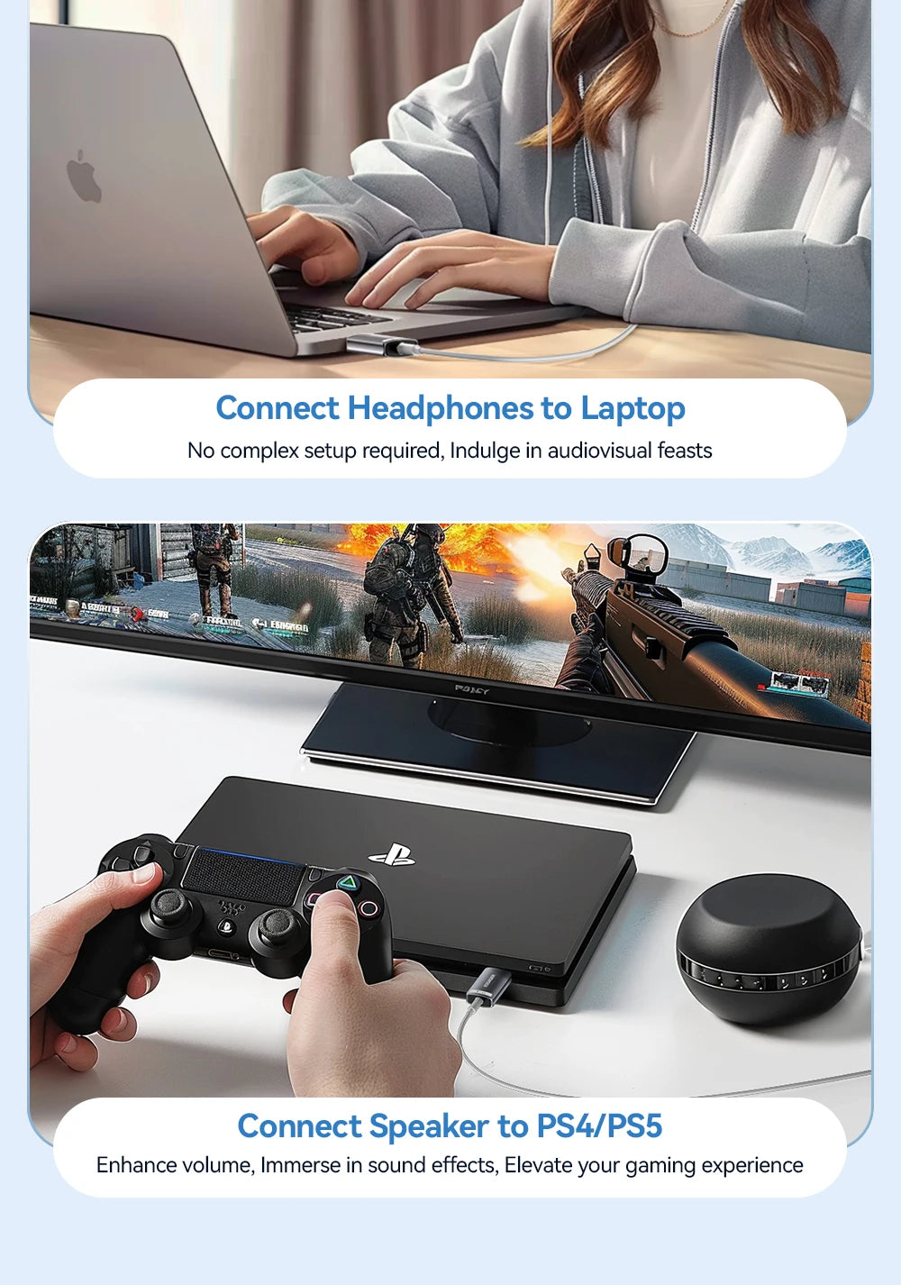 Essager USB Sound Card External 3.5mm USB Adapter Mic Headphone  Audio  Adapter Speaker Interface For Laptop Computer PS5 PS4